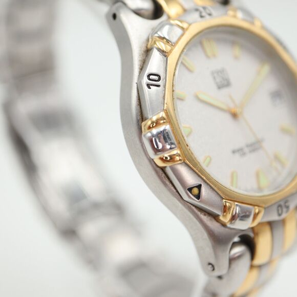 ESQ Swiss Watch Men 36mm Two Tone Date Glitter Dial Stainless Steel New Battery - Picture 9 of 16